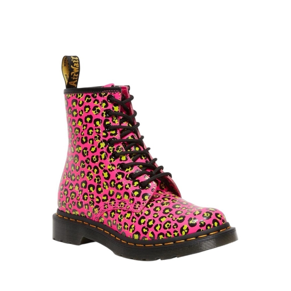 1460 WOMEN'S LEOPARD SMOOTH LEATHER LACE UP BOOTS